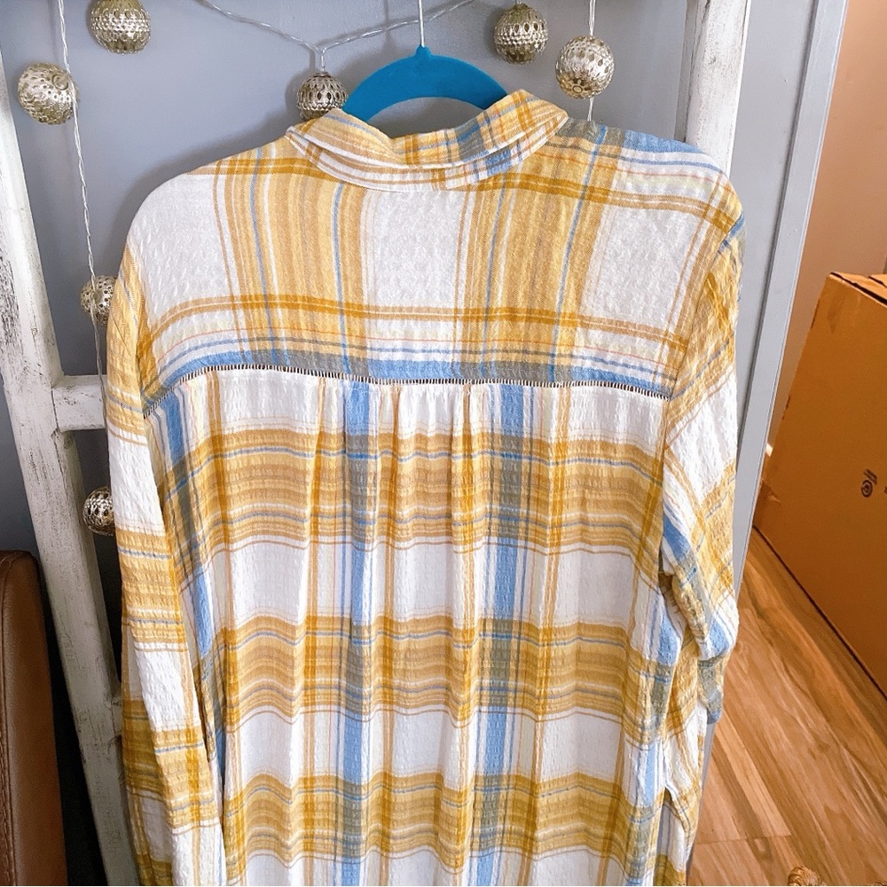 Anthropologie Pilcro Yellow Plaid Shirt Size XL - Picture 9 of 10